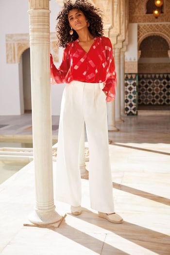 Phase Eight Tyla Wide Leg White Trousers (B69229) | £89