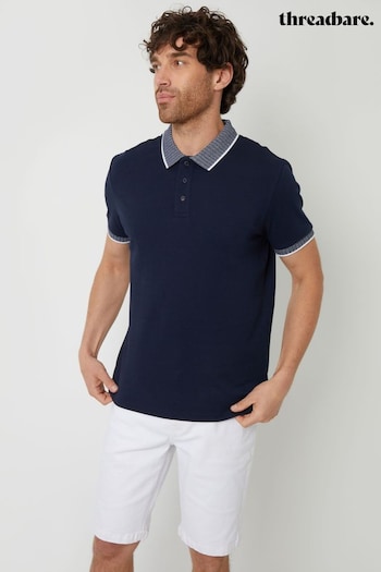 Threadbare Blue Cotton Contrast Collar Polo Shirt (B69398) | £20