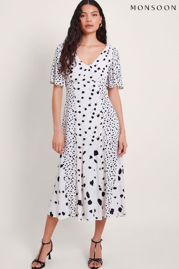 Monsoon Natural Lucee Spot Tea Sleeve Dress (B69441) | £80