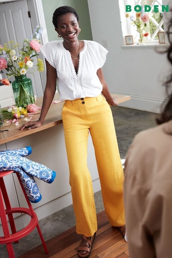 Boden Yellow Westbourne Linen Trousers (B69731) | £95
