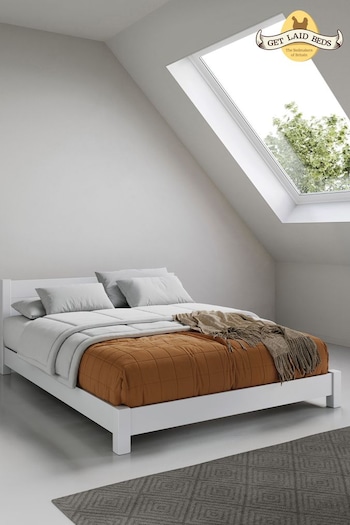 Get Laid Beds White Low Tokyo Solid Wood Bed (B70009) | £585 - £765