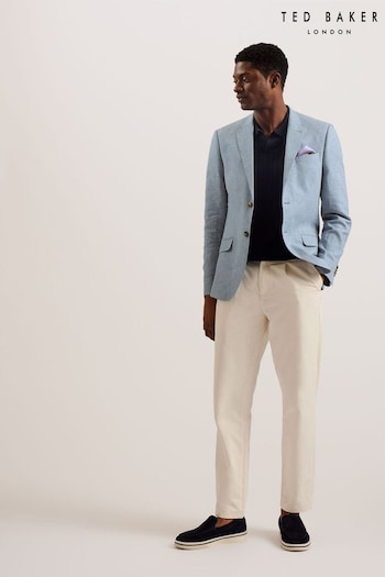 Ted Baker Blue Damaskj Slim Cotton Linen Blazer (B70031) | £195