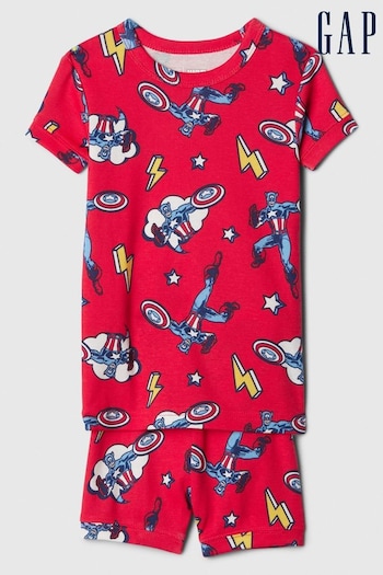 Gap Red Organic Cotton Marvel Captain America Short Pyjama Set (B70046) | £20