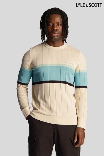 Lyle & Scott Cream Volley Stripe Knitted Jumper (B70070) | £100