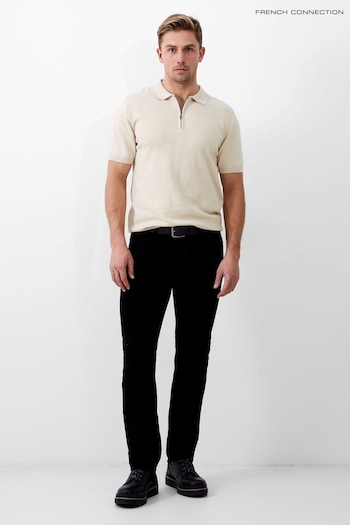 French Connection Natural Short Sleeve Knitted Polo nis Shirt (B70192) | £39