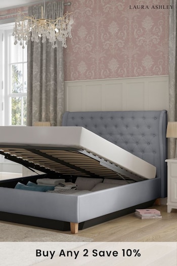 Laura Ashley Hayden Velvet Steel Grey Chatsworth Ottoman Storage Bed Upholstered (B70204) | £850 - £1,050