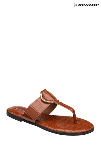 Dunlop Brown Flat Toe Post Sandals (B70242) | £25