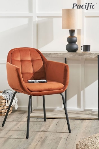 Pacific Orange Cinnamon Velvet Carver Dining Chair (B70267) | £230