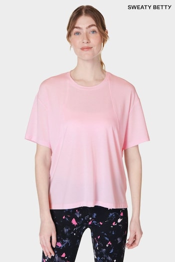 Sweaty Betty Nerine Pink Soft Flow Studio T-Shirt (B70303) | £55