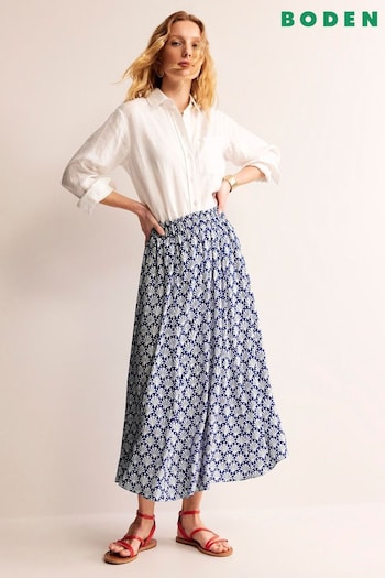 Boden Blue Crinkle Midi Skirt (B70325) | £70