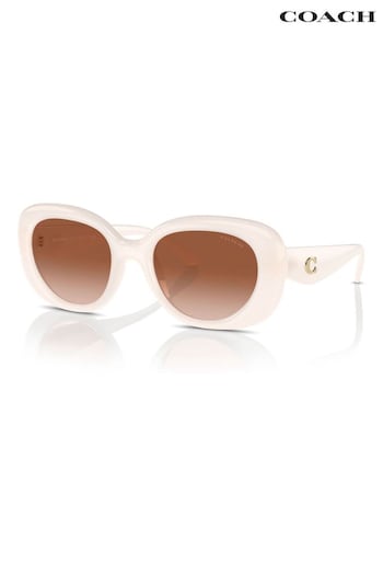 COACH Schwarz Hc8391U Oval White Sunglasses (B70346) | £124