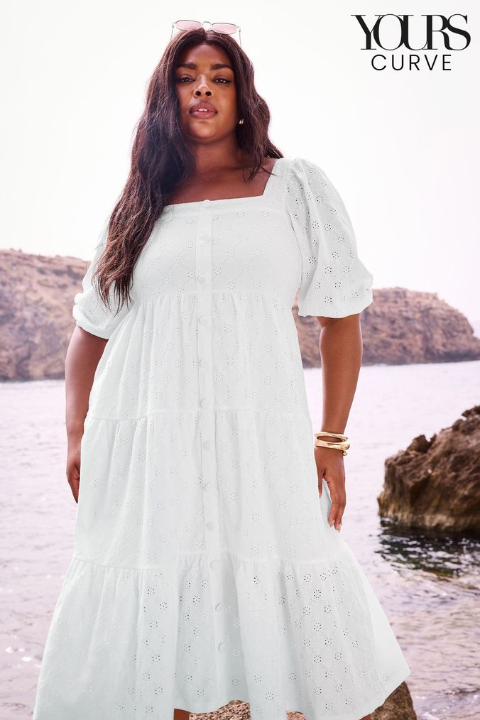 Buy Women s White 3 4 Sleeve Plain Dresses Online Next UK