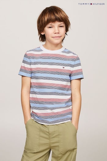 Tommy con Hilfiger Corporate Stripe White T-Shirt (B70471) | £22 - £26