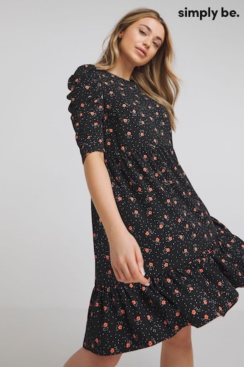 Simply Be Supersoft Smock Black Dress (B70565) | £29