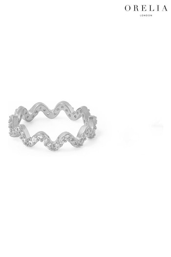 Orelia London Silver Tone Pave Wave Ring (B70575) | £25
