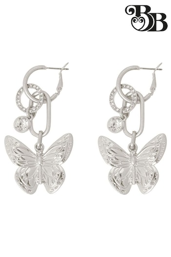 Bibi Bijoux Silver Tone Serene Wings Interchangeable Hoop Earrings (B70579) | £25