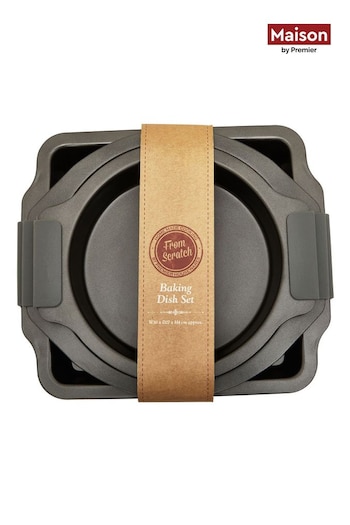 Maison by Premier Grey From Scratch Set Of Three Baking Dishes (B70612) | £35