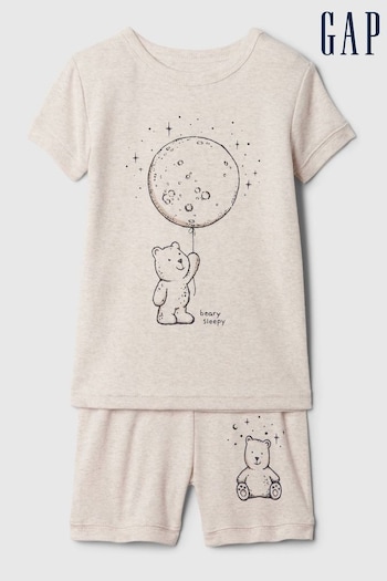 Gap Beige Organic Cotton Brannan Bear Graphic Short Pyjama Set (12mths-5yrs) (B70646) | £18