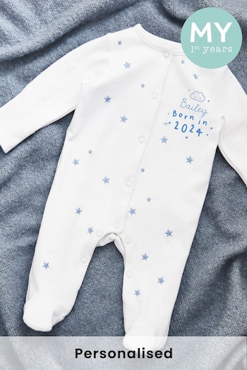 Personalised Born in 2024 Blue Star Design Sleepsuit by My 1st Years (B70674) | £26