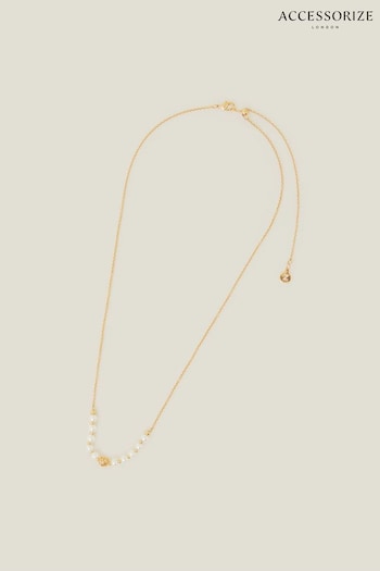 Accessorize Gold Tone 14ct Pearly Bead Necklace (B70684) | £22