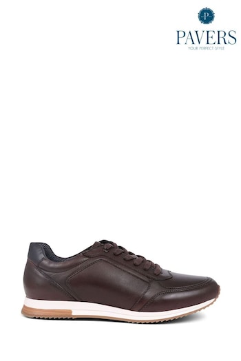 Pavers Brown Pavers Leather Lace Up Trainers (B70693) | £60