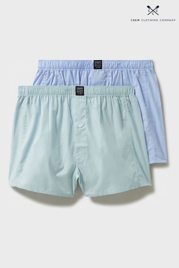 Crew Clothing Company Green Cotton Boxers 2 Pack (B70770) | £35