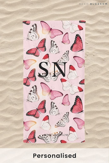 Personalised Butterfly Print Beach Towel by Koko Blossom (B70822) | £30