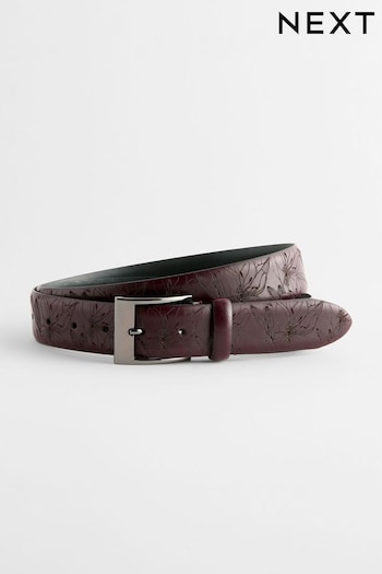 Brown Floral Signature Laser Engraved Belt (B70839) | £35