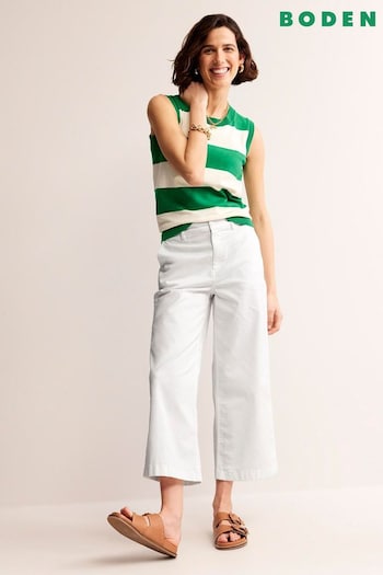 Boden White Barnsbury Crop Chinos Trousers (B70900) | £80