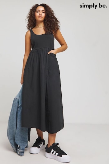 Simply Be Jersey Poplin Mix Apron Black Dress (B70903) | £42