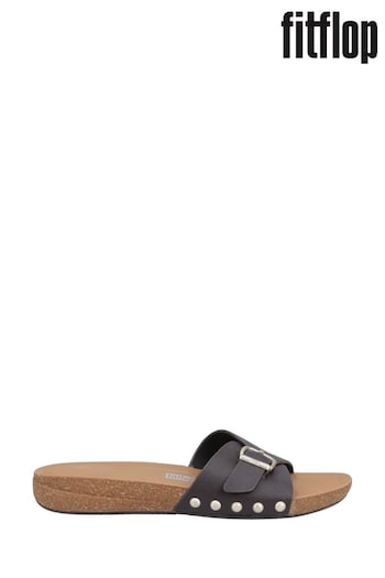 FitFlop iQushion Adjustable Buckle Brown Slides (B70974) | £85