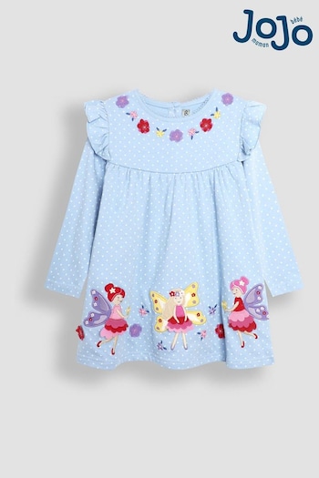 JoJo Maman Bébé Pale Blue Fairy Scene Appliqué Pretty Tunic (B70979) | £18