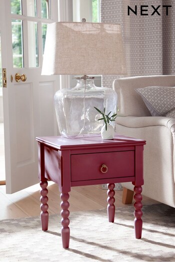 Pink Bobbin Painted 1 Drawer Bedside Table (B71014) | £215