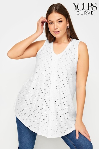 Yours Curve White Broidery Pleated Swing Vest (B71061) | £20
