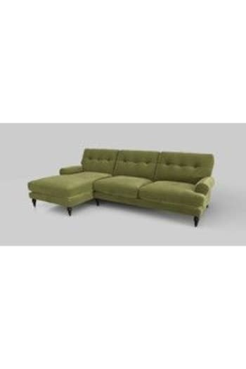 Plush Velvet Easy Clean/Mid Olive Green Erin Buttoned Back Deep Relaxed Sit (B71089) | £0