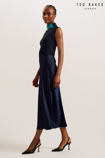 Ted Baker Easy Fit Blue Paolla Twist Neck Dress (B71185) | £175