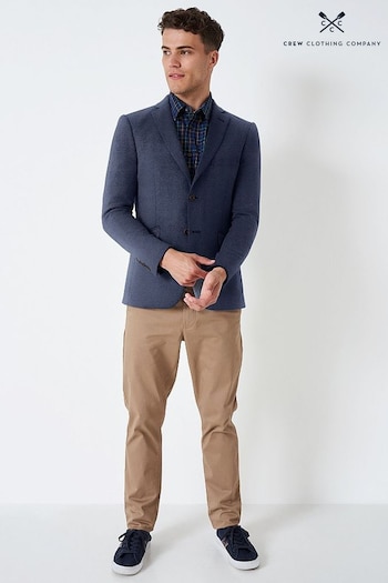 Crew Clothing embroidered Company Blue Plain Cotton Casual Blazer (B71226) | £159