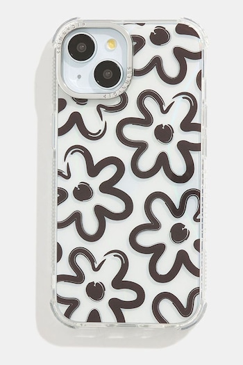 Skinnydip iPhone 15 Plus Black Case Brush Flower (B71309) | £24