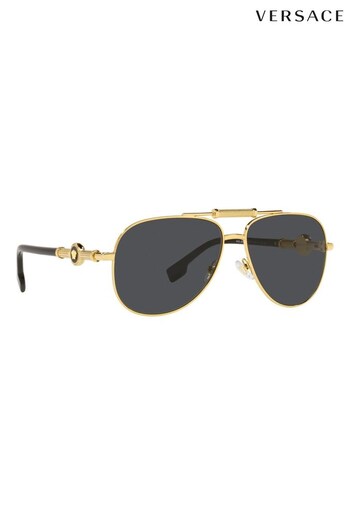 Versace Gold Ve2236 Pilot Oval Sunglasses (B71352) | £236