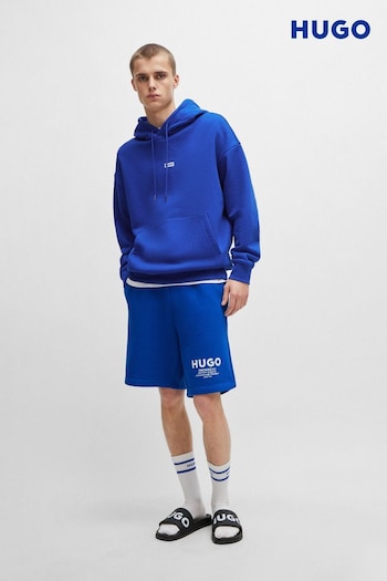 HUGO Blue Cotton Terry Jersey Logo Shorts droit (B71402) | £89