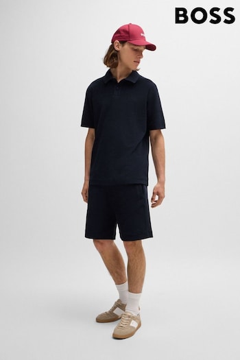 BOSS Blue Cotton-Towelling Polo Shirt With Mixed-Technique Logo (B71413) | £89