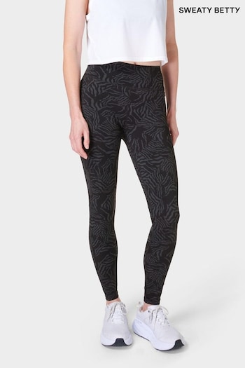 Sweaty Betty Grey Zebra Check Print Zero Gravity jeans Leggings (B71541) | £95