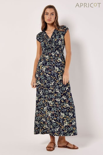 Apricot Blue Botanical Ditsy V-Neck Maxi Dress (B71568) | £39