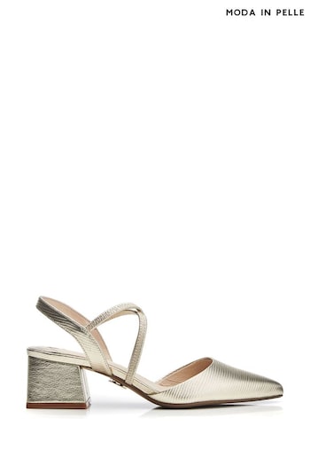 Moda in Pelle Gold Caydence Point Low Block Shoes (B71579) | £85