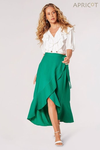 Apricot Green Big Ruffle Maxi Skirt (B71596) | £35