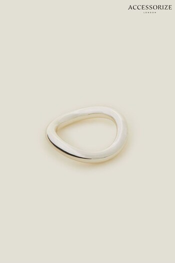 Accessorize Sterling Silver Plated Molten Band Ring (B71604) | £14