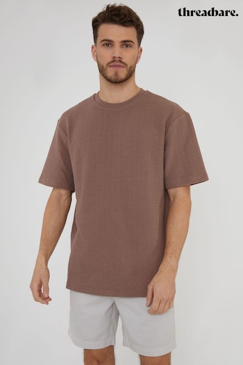 Threadbare Brown Relaxed Fit Textured Short Sleeve T-Shirt (B71736) | £20
