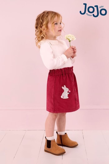 JoJo Maman Bébé Pink Bunny Applique Cord Paper Bag Waistband Skirt (B71796) | £24