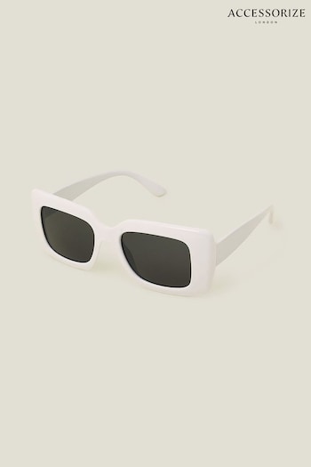Accessorize Soft Square Frame White Sunglasses (B71812) | £17