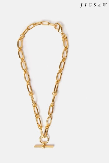 Jigsaw Gold Tone Trombone Link Chain Necklace (B71887) | £100